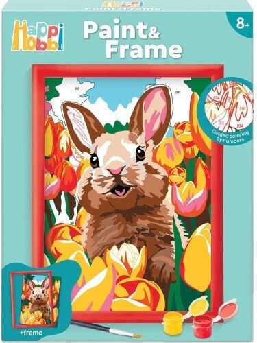 HappiHobbi Ζωγραφική Paint & Frame Paint By Numbers Cheerful Bunny για Παιδιά 8+ Ετών
