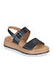 Leder Flache Sandalen für Damen in Schwarz Farbe
