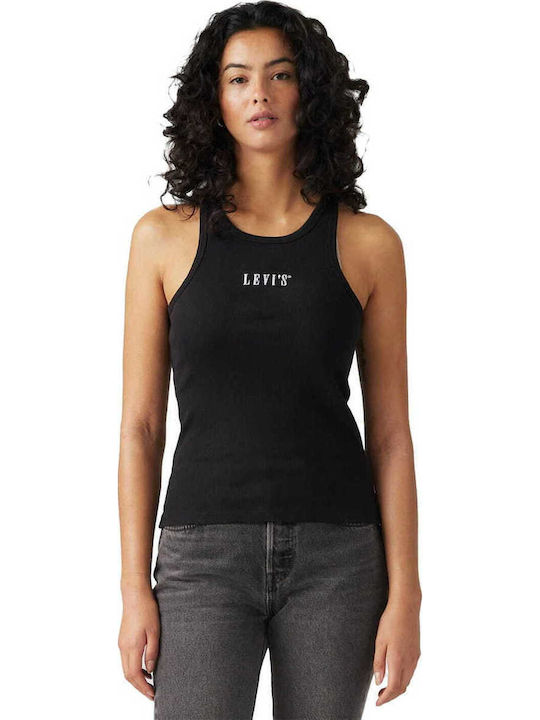 Graphic Women's Blouse Cotton Sleeveless Black