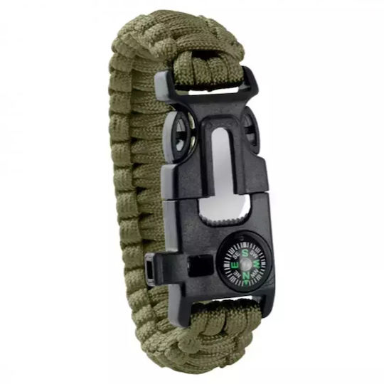 5-in-1 Outdoor Βραχιόλι Επιβίωσης με Πυξίδα, Σφυρίχτρα & Μαχαίρι Πράσινο