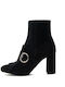 Suede Women's Ankle Boots with High Heel Black