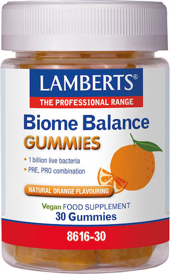 Lamberts Biome Balance Gummies Добавка с Пробиотици и Пребиотици 30 Желета Портокал
