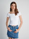 Γυναικείο Crop Top Κοντομάνικο White