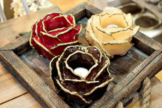 Suport pentru lumânare tip tealight trandafir 12x14cm Mediu