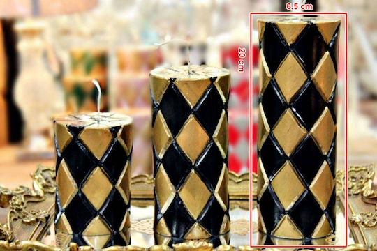 Kerze Gold Schwarz Rhombus 7,5*20