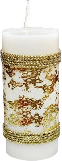 Duftkerze 6,5 x 15 cm Goldkordel Goldblätter