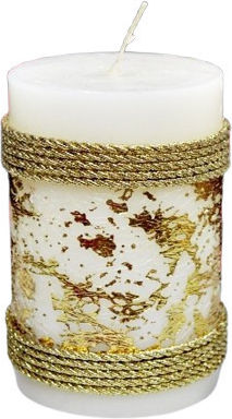 Scented Candle 6.5 X 10 Cm Gold Cord Gold Leaves