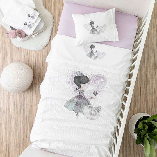 Borea Odette Baby Sheets Set Crib Cotton White 120x160cm 3pcs