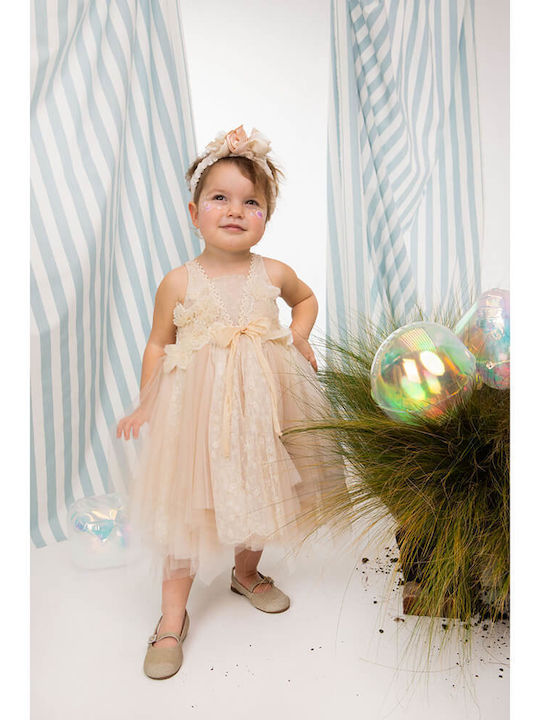 Bambolino Thalia Rochie Bej De Botez Din Tulle