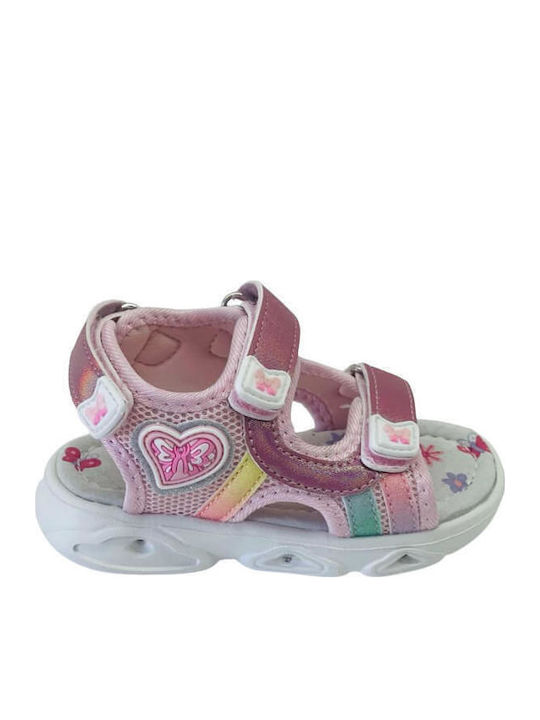 Kinder Sandalen mit Klettverschluss & Lichtern Rosa