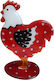 Handmade Glass Hen 20cm Red-White Polka Dot Black ''kallisti''