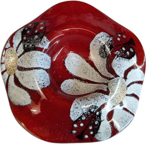 Handgefertigter Glas-Kerzenhalter 13cm Marienkäfer Rot-Weiß