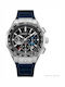 Ruscello Men's Watch Chronograph Battery with Blue Rubber Strap