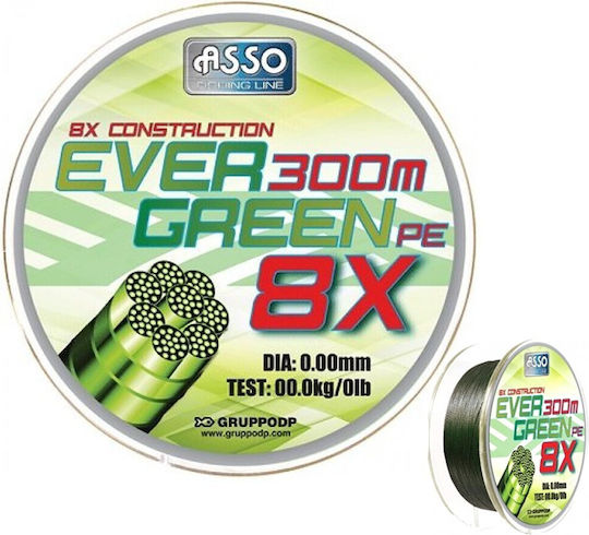 Asso 8xpe Evergreen 0,27mm 25,0kg 300m Grün
