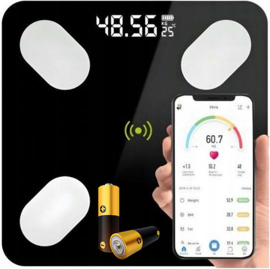 Smart Ζυγαριά με Bluetooth Μαύρη