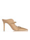 Satin Mules with High Heel in Beige Color