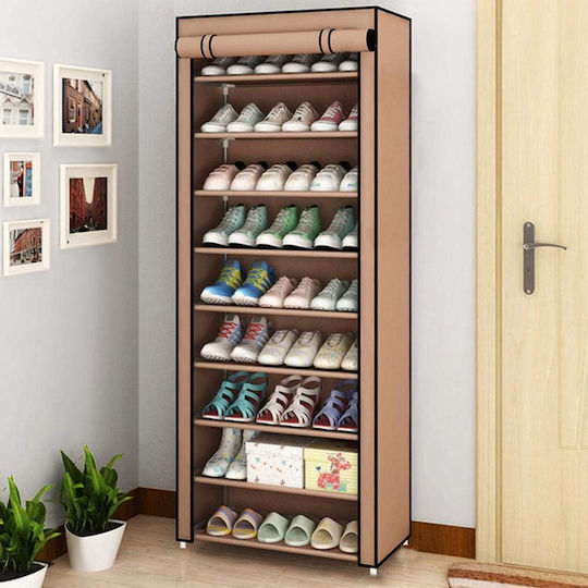 Stoff-Schuhregal Huh-0221 mit 9 Regalen 57x28x160cm Braun für den Heimgebrauch