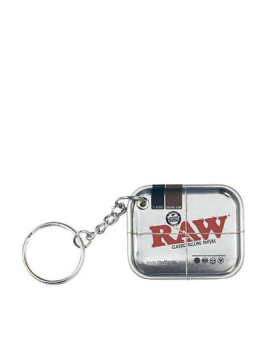 Raw Keychain Miniature Tray Μεταλλικό Μπρελόκ Ασημί Silver 4.5x3.5cm
