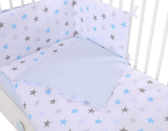 Bobono Set Kinderbettbezug Einzel mit Kissenbezug Gray And Blue 100x135cm