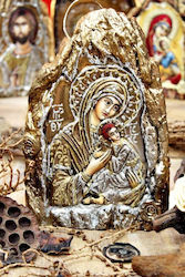 Handgemachte Wachssymbol Goldene Jungfrau Maria Christus 25x16x5 Handgemachte Wachssymbol Goldene Jungfrau Maria Christus 25x16x5