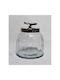 Decorative Glass Candy Jar Silver Metal Lid 11x11x14