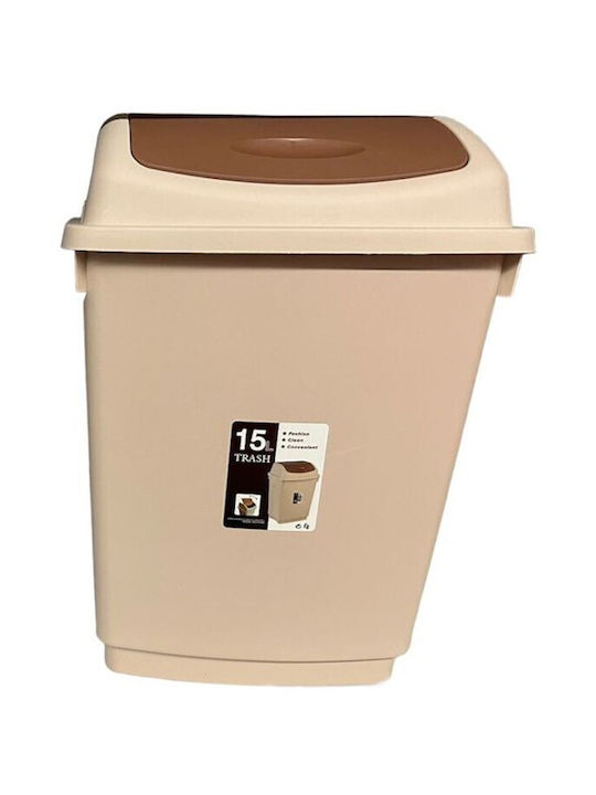 ForHome Waste Bin Waste Plastic Beige 15lt 1pcs