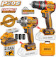 Ingco Set Impact Drill Driver & Impact Driver Brushless 20V with 2 Batteries 2Ah and Case