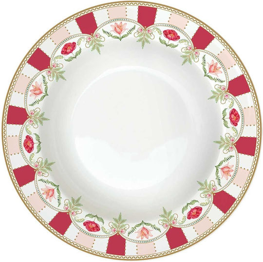 Marva Teller Suppe aus Porzellan Rot mit Durchmesser 21.5cm