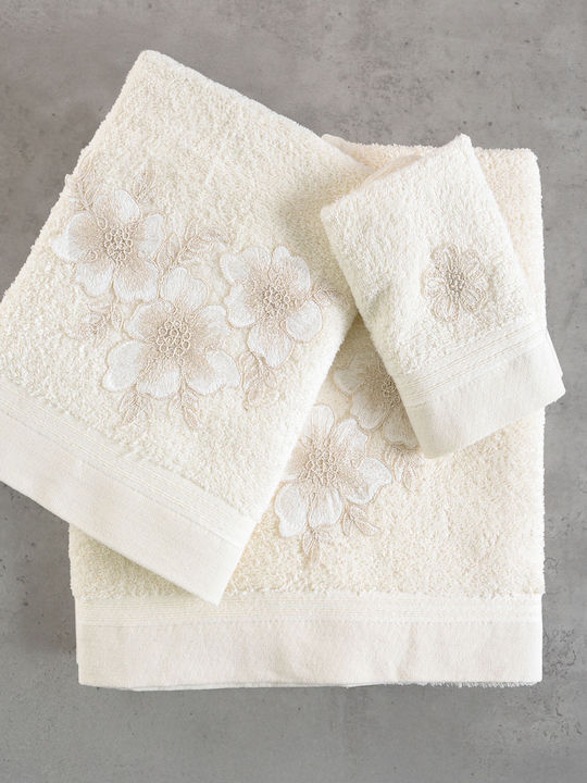 Rythmos Bath Towels Set 3 pcs Aragon Ecru Weigh...