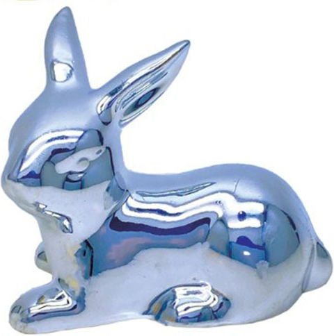 Keramischer Dekohase in Silber 10x6x9cm Geschenkartikel 16207