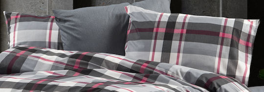 Dimcol Εκάβη Σετ Μαξιλαροθήκες με Φάσα 424 Grey-bordeaux 50x70εκ.