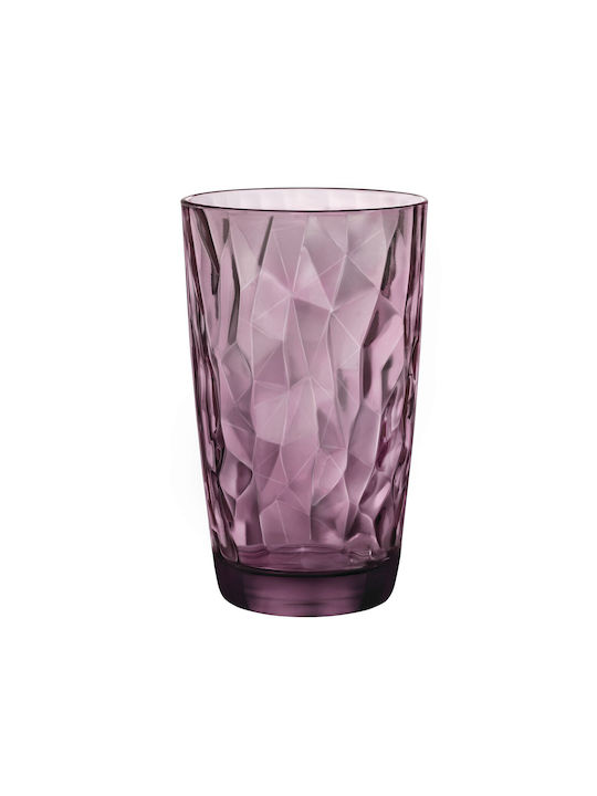 Set of Glasses Water made of Glass in Purple Color 470ml 6pcs