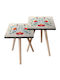 Rectangular Side Table Wooden Multicolour 2 Pieces M35xW35xH47cm
