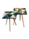 Rectangular Side Table Wooden Multicolour 2 Pieces M35xW35xH47cm