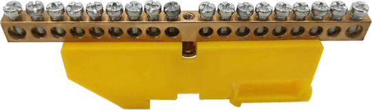 Pe Terminal Strip Th35 Rail 18 Wires Yellow
