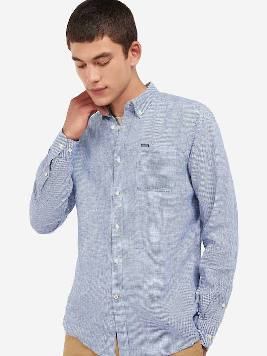 Barbour Linton Long-sleeved Linen Shirt Navy
