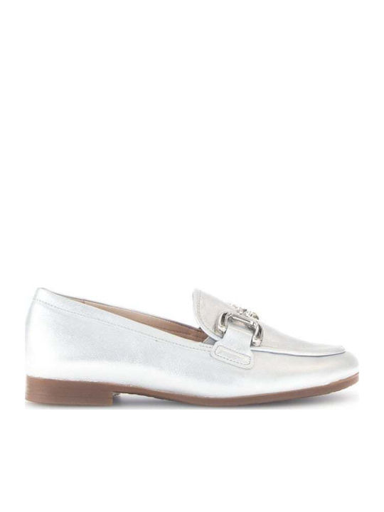 Gabor Leder Damen Loafers in Silber Farbe