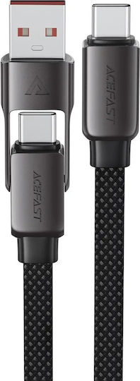 Acefast USB 2.0 Cable USB-C male - USB-A / USB-C 60W Μαύρο 0.2m C13-05