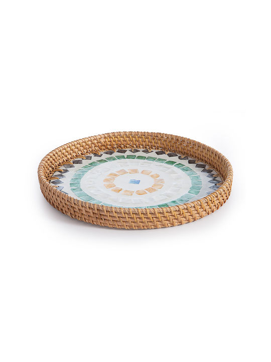 Nef-Nef Homeware Διακοσμητικός Δίσκος Rattan Στρογγυλός 28x28x3.5cm