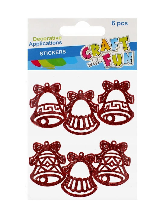 Hängendes Glocke Ornament Rot mit Glitzer Set 6Stück