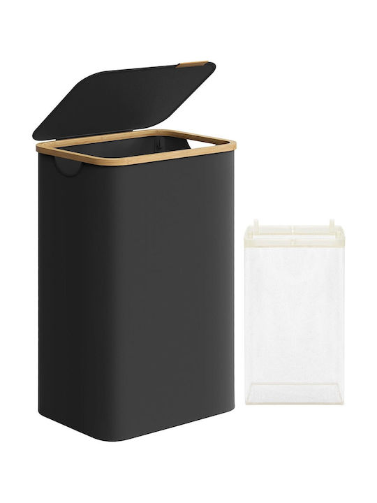 Songmics Coș De Rufe Din Țesătură 90lt Cu Capac Negru