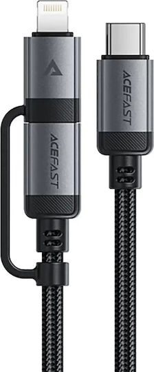 Acefast Braided USB to Type-C / Lightning Cable 3A Μαύρο 1.2m C20-01
