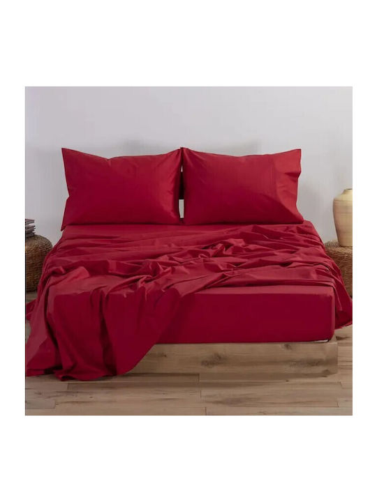 To megalo pazari Sheet Super-Double with Elastic 160x200+30cm. Bordeaux