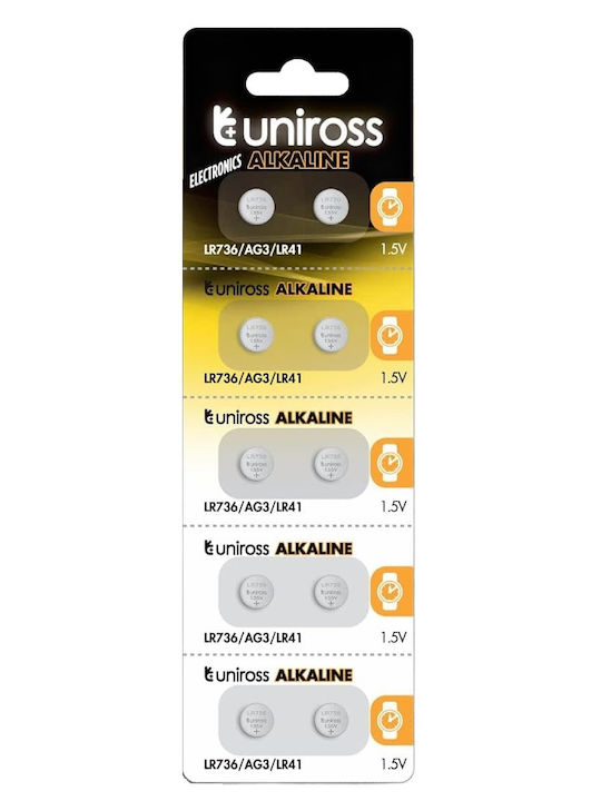 Baterii Pentru Ceasuri Uniross Alkaline-coin Lr736 Ag3 Lr41 10bucțiuni
