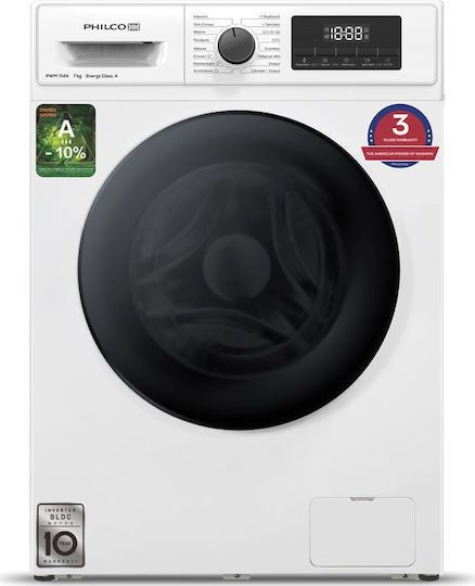 Philco Πλυντήριο Ρούχων 7kg με Τεχνολογία Ατμού 1400 Στροφών BLDC Inverter PWM 714A