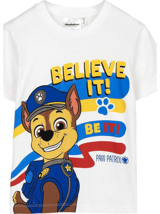 Bluza Pentru Copii Cu Mâneci Scurte Albă