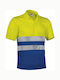 Hi-vis Short Sleeve Polo Shirt Build Valento Povabuiaz Fluo Yellow-Bluish Blue