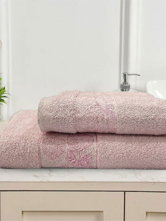 To megalo pazari Set of Bath Towels 2 pcs Salmon Weight 400gr/m²