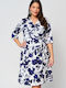 Sommer Midi Kleid Wickel Weiß