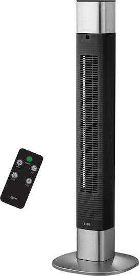 Life The Tower Ανεμιστήρας Πύργος 50W με Τηλεχειριστήριο Ασημί